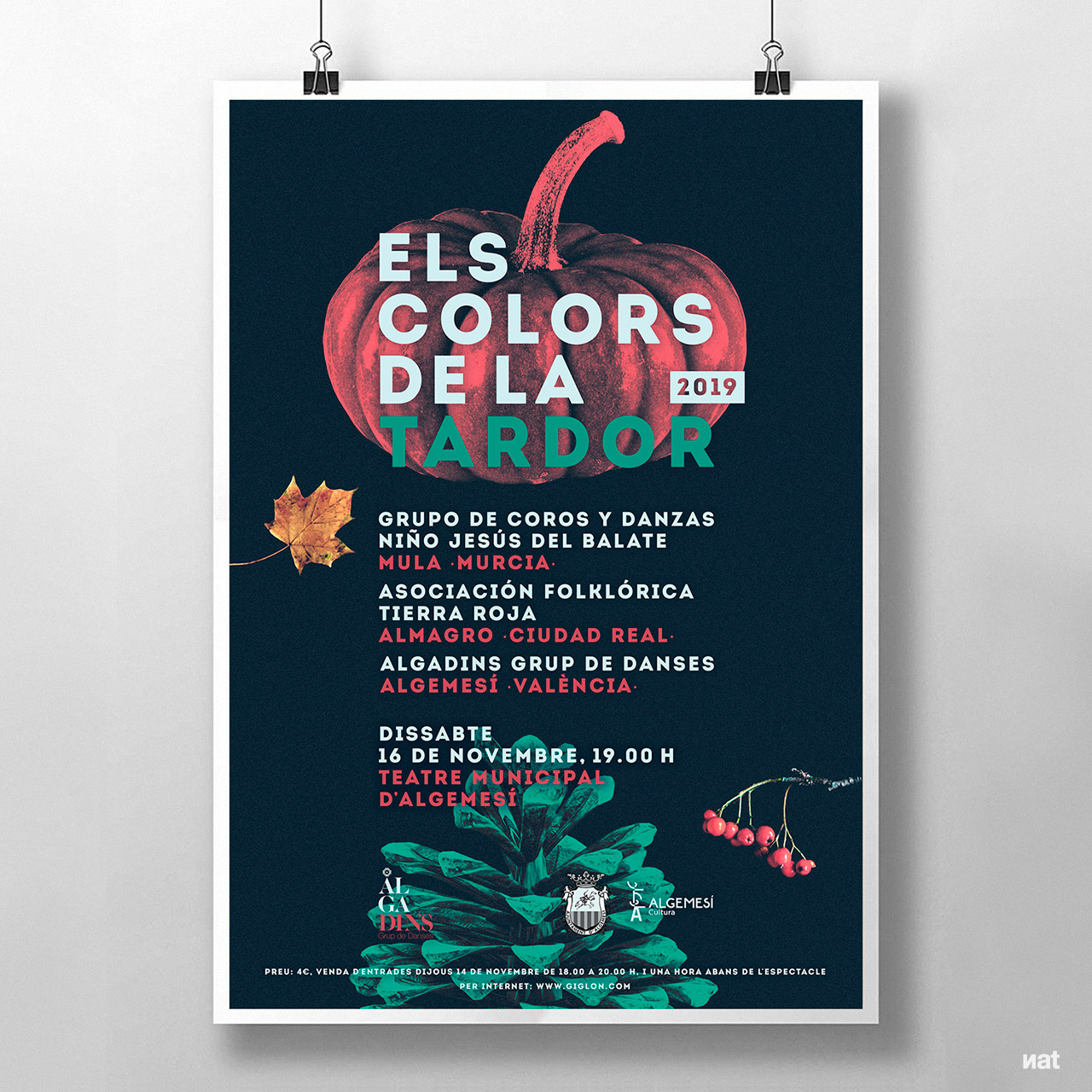 Cartelería Algadins Grup de Danses 2016-2021. Diseño y fotografía de Nat Estudi.