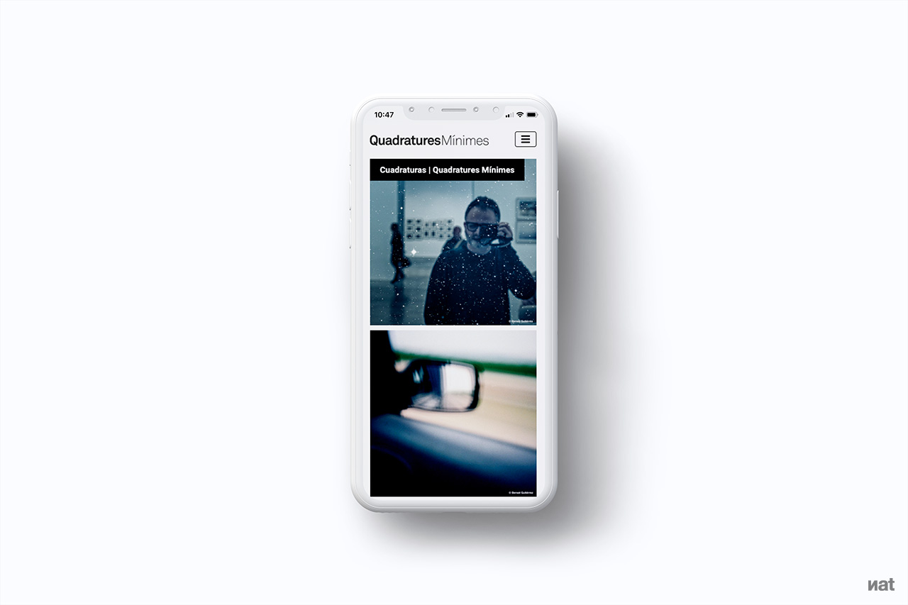 Proyecto de comunicación web para el proyecto fotográfico personal 'Quadratures Mínimes' de Bernat Gutiérrez.