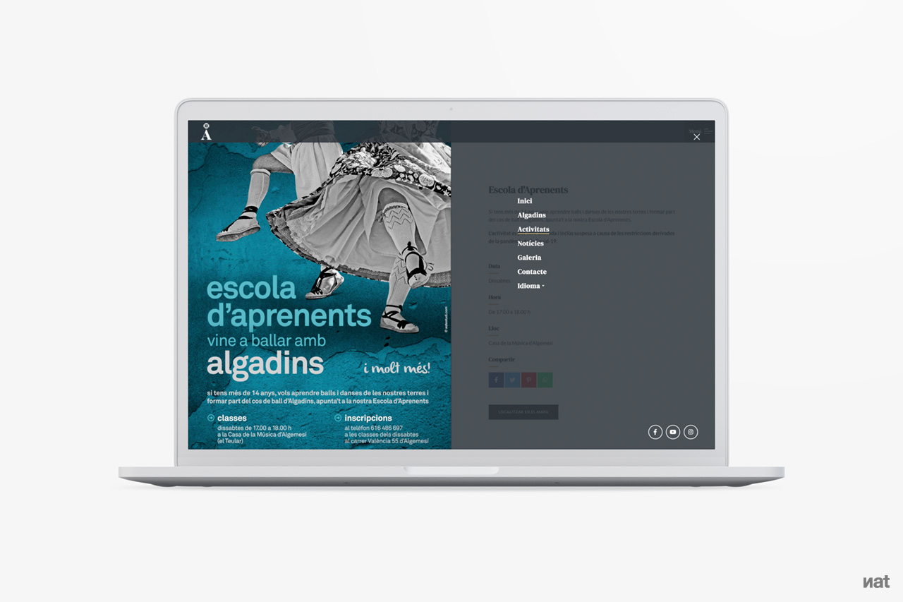 Proyecto de comunicación web desarrollado por Nat Estudi para Algadins Grup de Danses