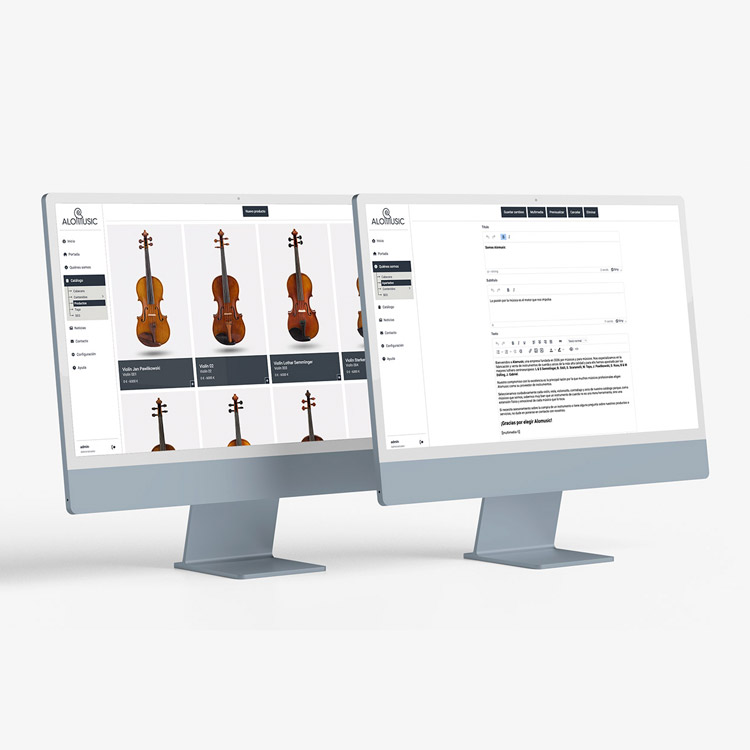 Proyecto de comunicación web para Alomusic. CMS de gestión.