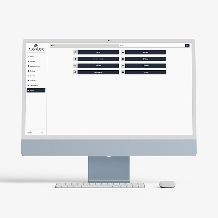 Proyecto de comunicación web para Alomusic. CMS de gestión.