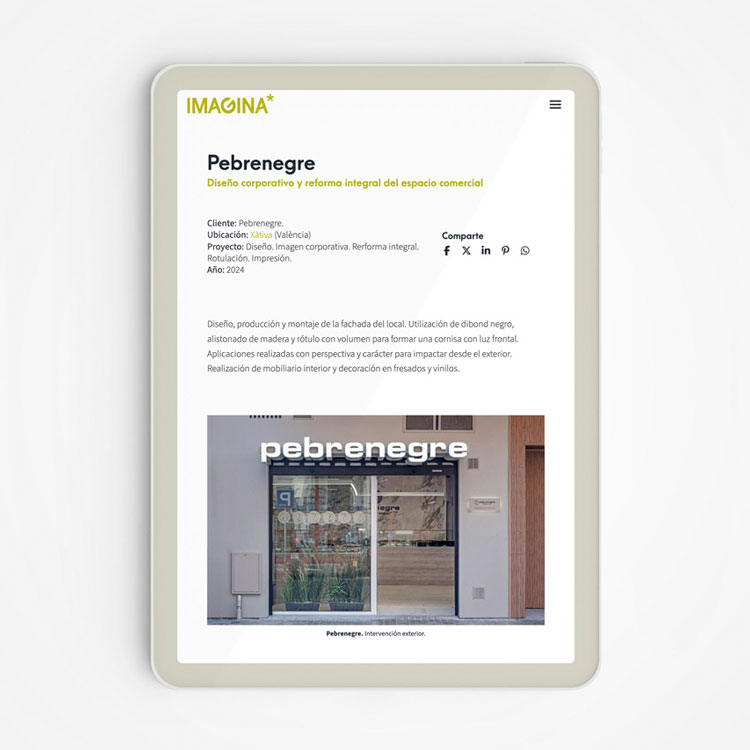 Proyecto de comunicación web realizado para Imagina.