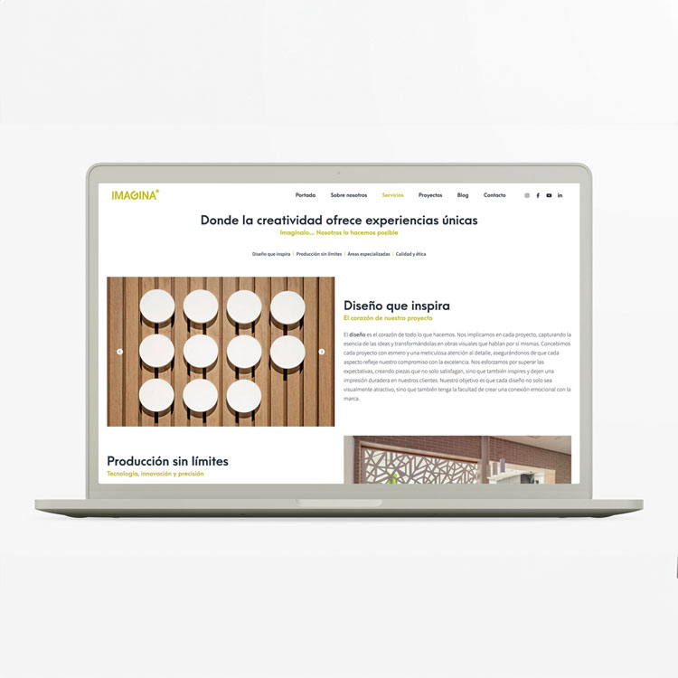 Proyecto de comunicación web realizado para Imagina.