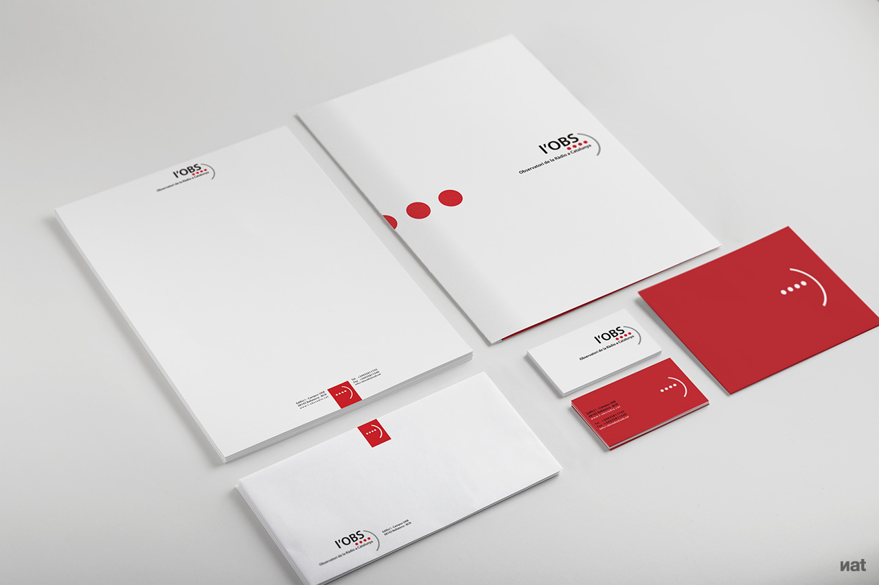 Diseño de logotipo y desarrollo de identidad corporativa. L'OBS. Diseño: Nat Gutiérrez. Bernat Gutiérrez.