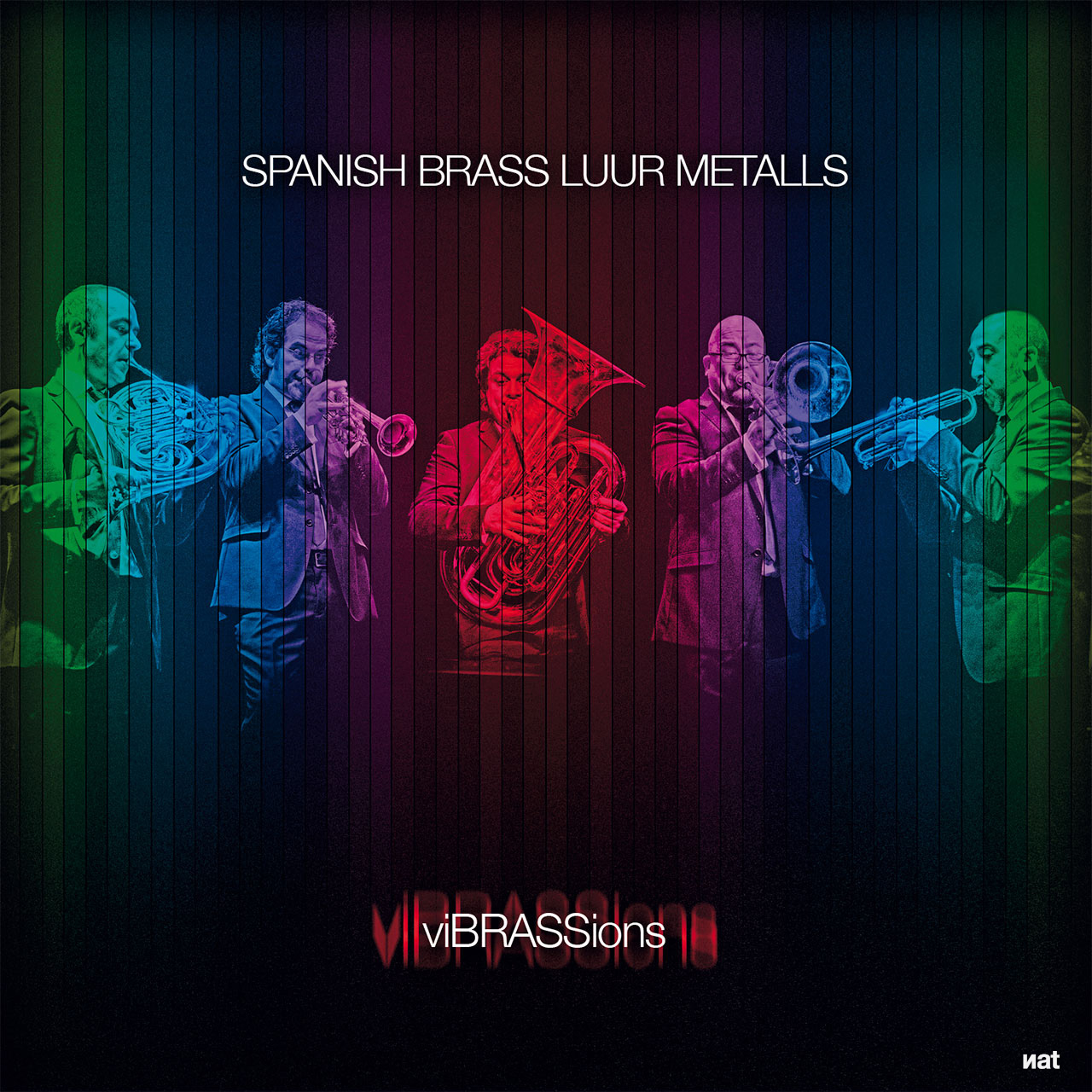 Proyecto de diseño y fotografía para el disco 'viBRASSions' del quinteto de metales Spanish Brass. Diseño Nat Estudi.