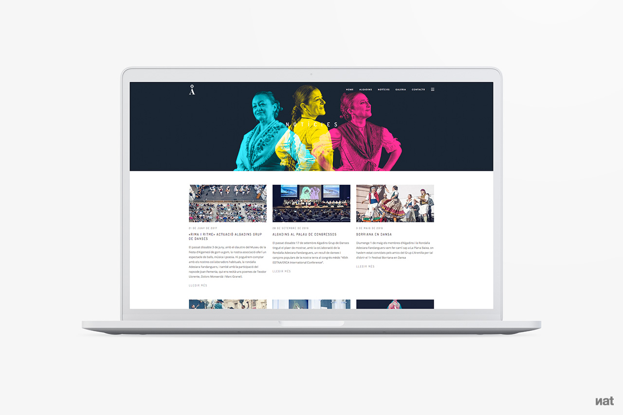Proyecto de comunicación web desarrollado por Nat Estudi para Algadins Grup de Danses.