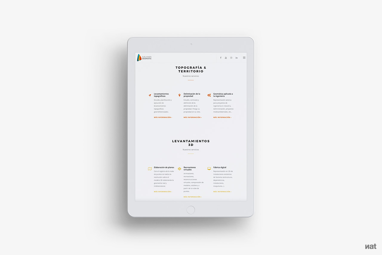 Proyecto de comunicación web realizado por Nat Estudi para Surlanner Geomatic.