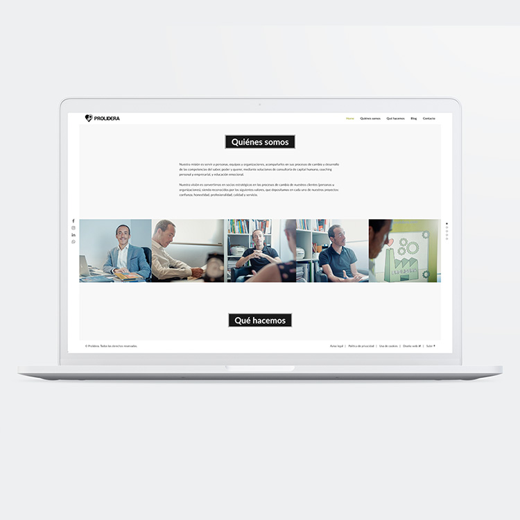 Proyecto de comunicación web para la marca Prolidera.