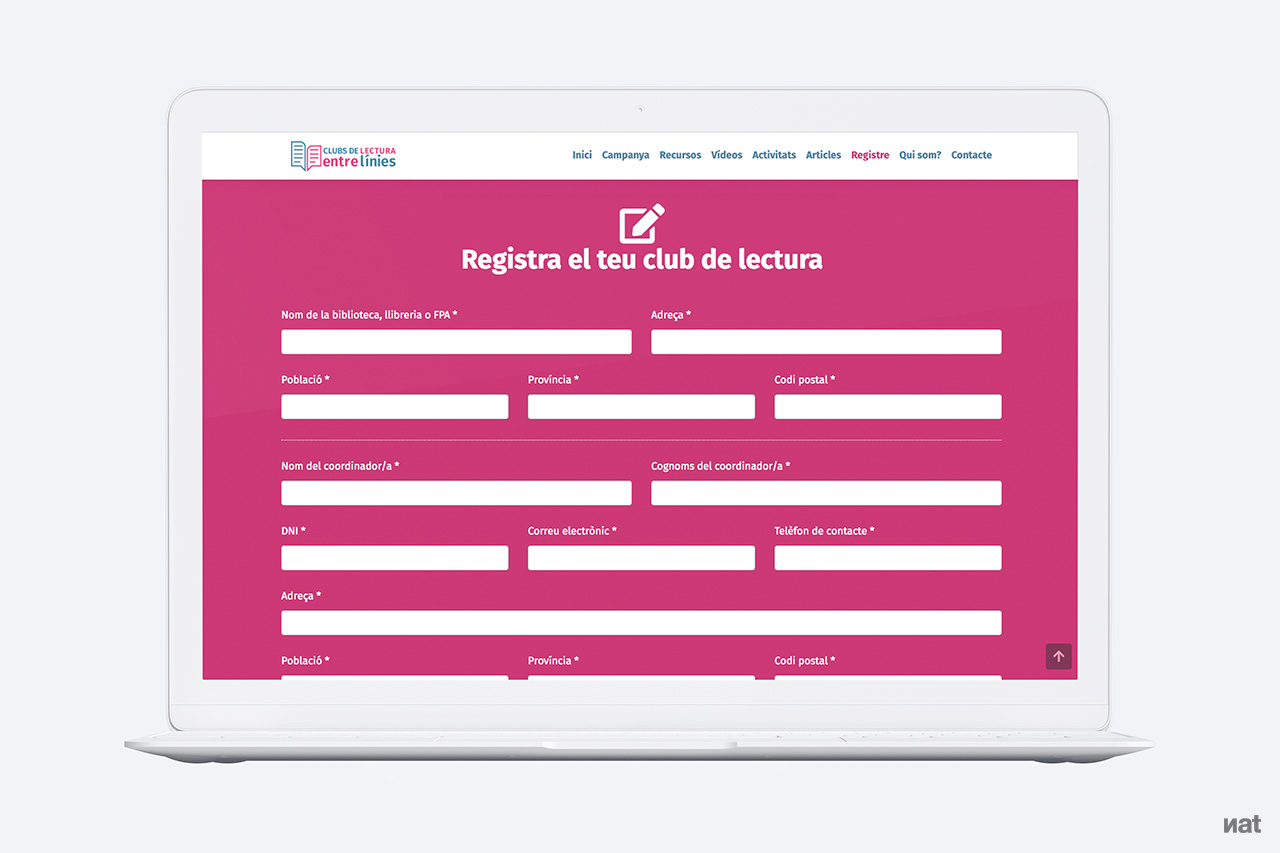Proyecto de comunicación web para 'Clubs de Lectura en Valencià'. Proyecto desarrollado por Nat Estudi.