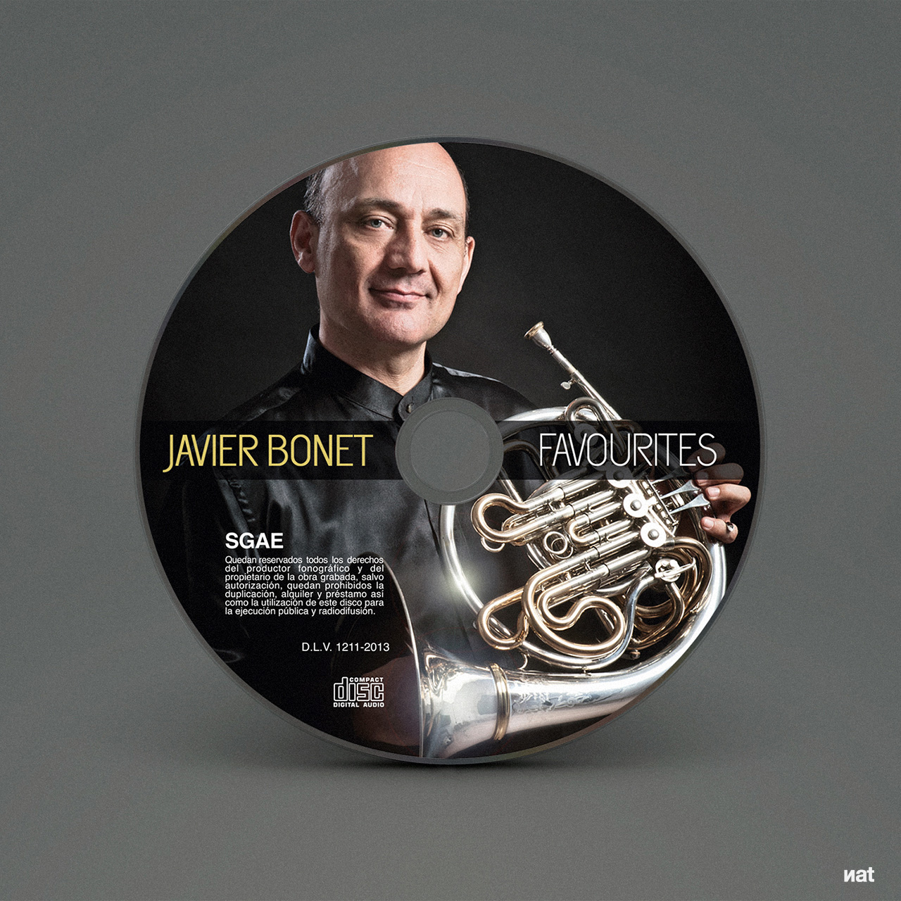 Diseño para el disco CD 'Favourites' del trompista Javier Bonet. Diseño: Nat Gutiérrez. Bernat Gutiérrez.